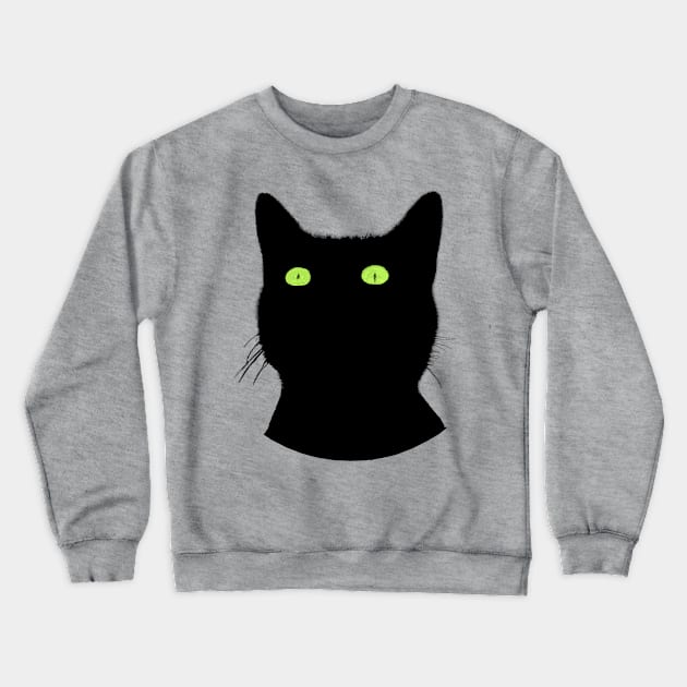 Black Cat with Green Eyes Crewneck Sweatshirt by scotch